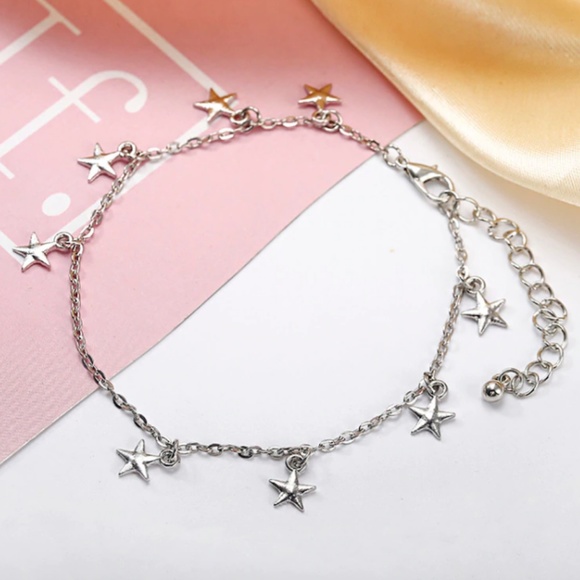 Boho Anklet Silver Star Charms NEW!! - Picture 3 of 5